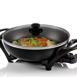 Electric Skillet with Aluminum Body Adjustable Temperature Controller Tempered G